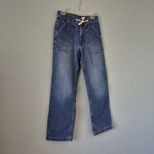 DKNY Women's Relaxed Dark Blue Denim Jeans with Drawstring